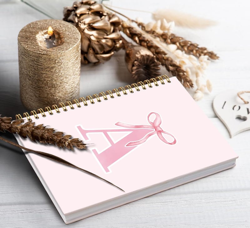 foedor Pink Bow Journal Notebook for Girls,Initial A Journals Personalized Diary Gifts for Teen Girl Kids,Monogrammed Gifts for Women,Trendy Coquette Cute Hardcover Spiral Notebook 5.5 x 8.3 - Image 4